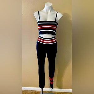 2Pc outerwear pants set in Red, Black and white